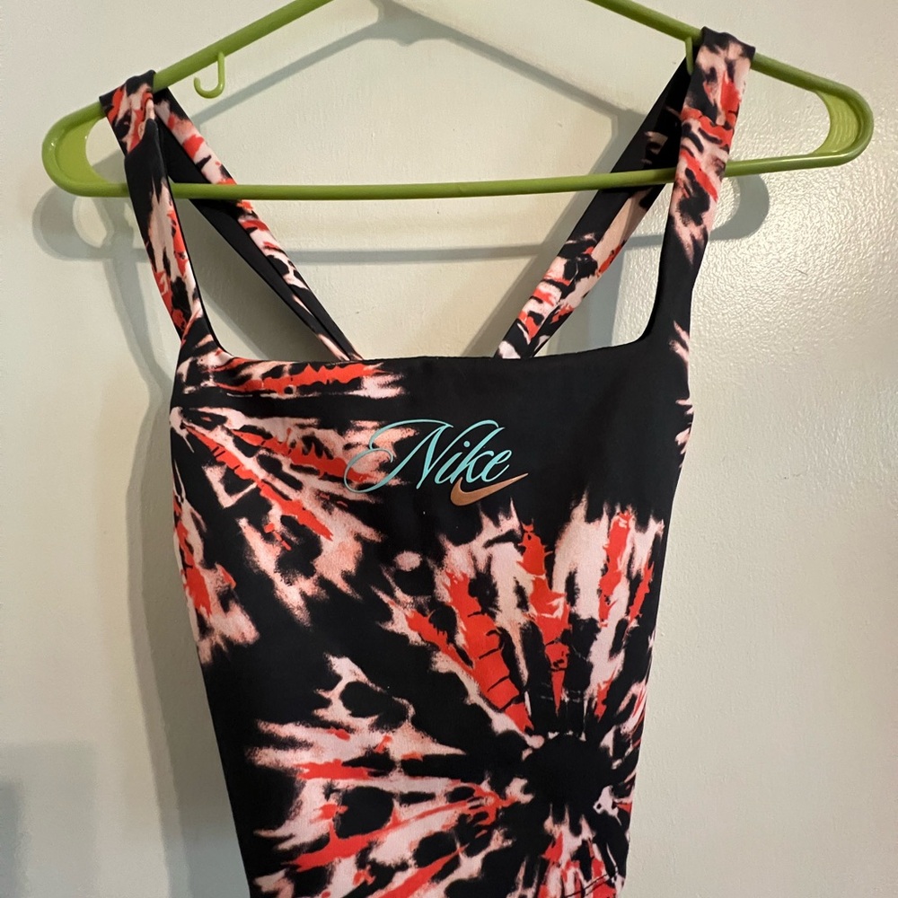 Nike Black and Red Tie-Dye Tank Top